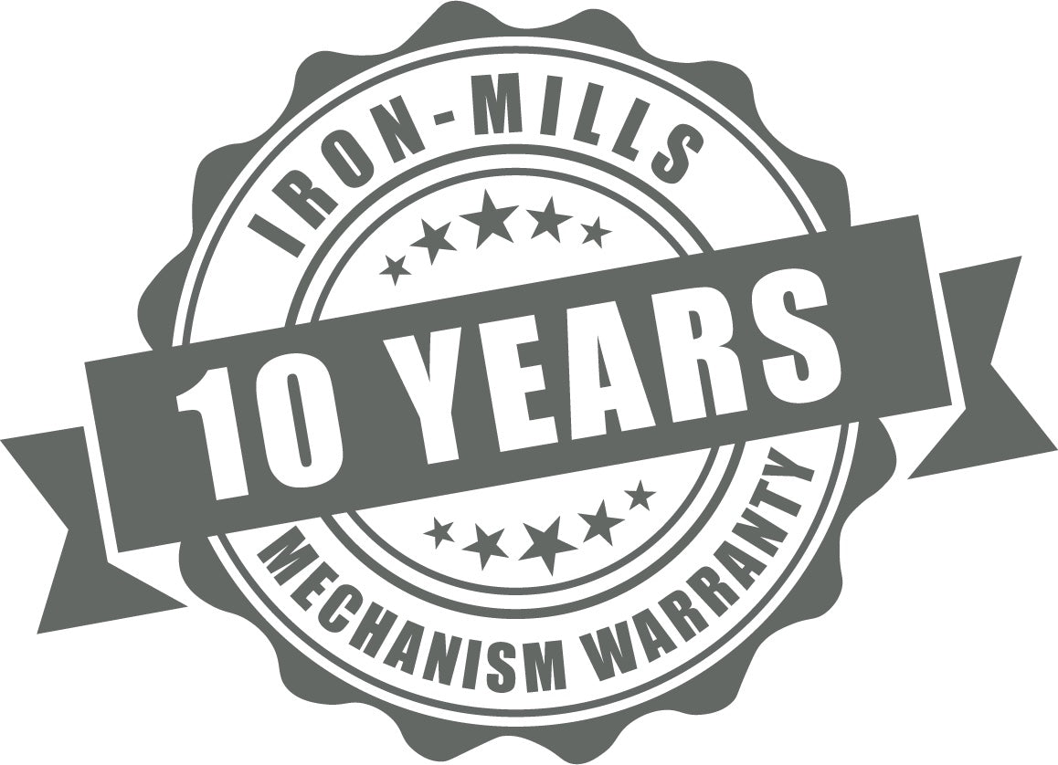 Iron-Mills bietet 10 Jahre Garantie auf das Mahlwerk aller Salz- und Pfeffermühlen – Qualität, auf die Sie sich verlassen können.